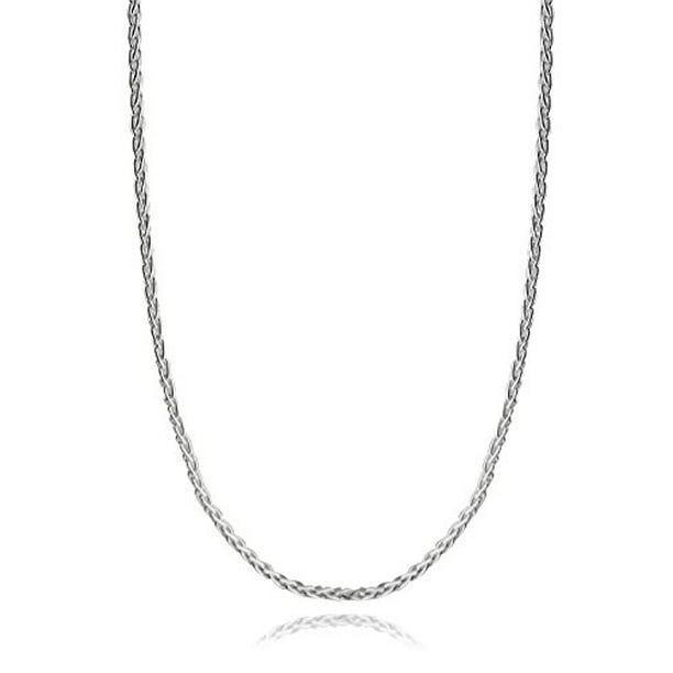 925 Sterling Silver Rhodium Finish Sparkle Cut Spiga Chain Necklace Jewelry Gifts for Women in Silver Choice of Lengths 16 18 20 24 and 1.3mm 1.5mm 2.2mm 